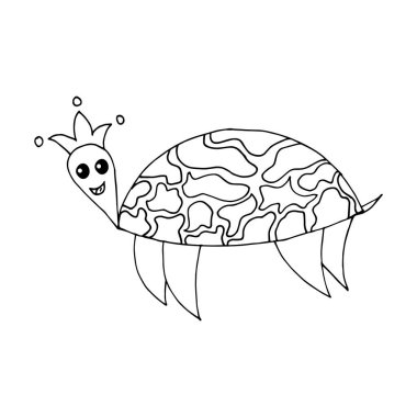 Karalama deniz kaplumbağası. Beyaz arka planda izole edilmiş bir deniz kaplumbağasının el resmi. Vektör illüstrasyon etiketi, simge, tasarım ögesi