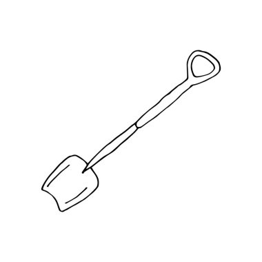 Doodle Kürek Bahçesi. Beyaz bir arka planda izole edilmiş bir Kürek Bahçesi çizilmiş. Vektör illüstrasyon etiketi, simge, tasarım ögesi