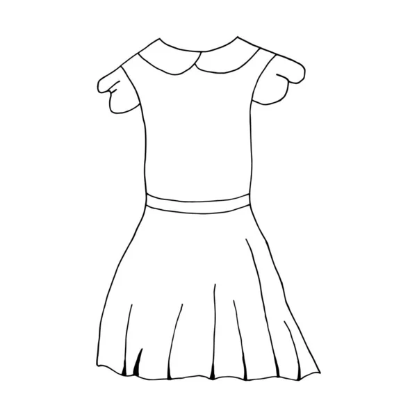 Doodle Vestido Verano Mano Dibujada Vestido Verano Aislado Sobre Fondo — Vector de stock