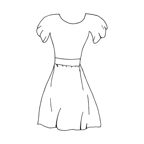 Gekritzeltes Sommerkleid Handgezeichnet Von Einem Sommerkleid Isoliert Auf Weißem Hintergrund — Stockvektor
