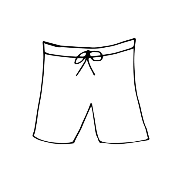 Doodle Beach Shorts Handen Ritad Strand Shorts Isolerad Vit Bakgrund — Stock vektor