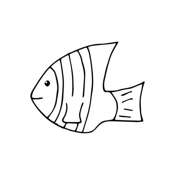 海の魚をかわせ 白い背景に孤立した魚の手描き ベクターイラストステッカー アイコン デザイン要素 — ストックベクタ
