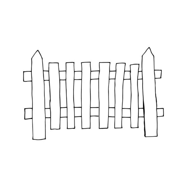 Doodle Fence Hand Drawn Fence Isolated White Background Vector Illustration — Stock Vector