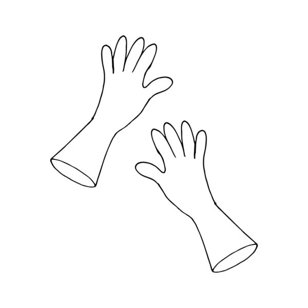 Doodle Garden Gloves Hand Drawn Garden Gloves Isolated White Background — Stock Vector
