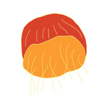 Dondurma denizanası. Beyaz arka planda izole edilmiş bir denizanasının el resmi. Vektör illüstrasyon etiketi, simge, tasarım ögesi