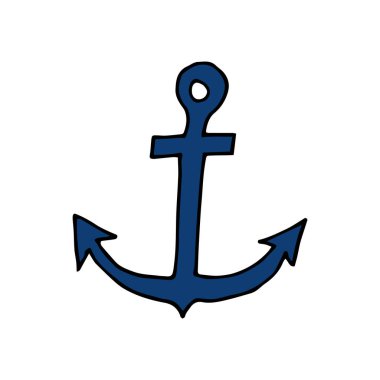 Çapayı çekin. Beyaz arka planda izole edilmiş bir çapanın el çizimi. Vektör illüstrasyon etiketi, simge, tasarım ögesi