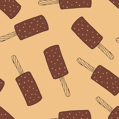 Elle çizilmiş dondurma yiyecekler pürüzsüz. Karalama stilinde dondurma vektörü çizimi