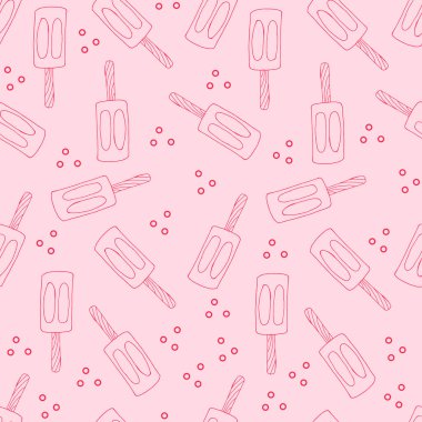 Elle çizilmiş dondurma yiyecekler pürüzsüz. Karalama stilinde dondurma vektörü çizimi