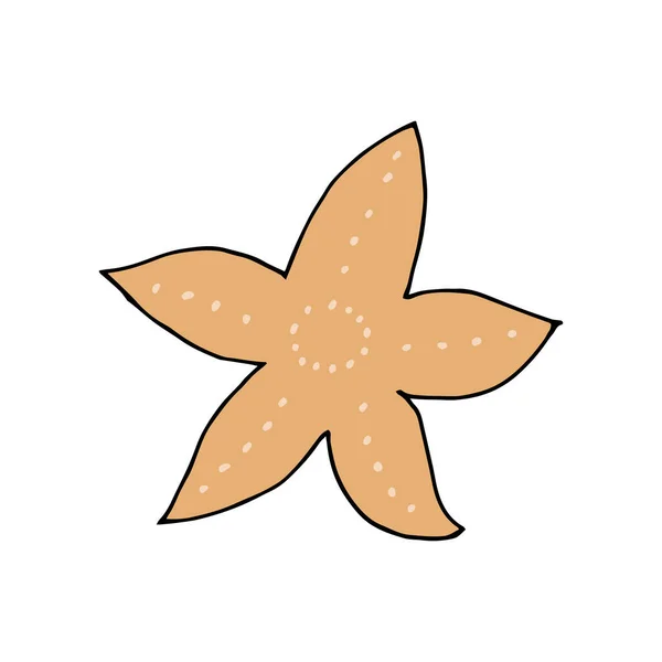 Doodle Starfish Handritad Sjöstjärna Isolerad Vit Bakgrund Vektor Illustration Klistermärke — Stock vektor