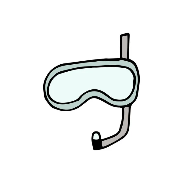 Doodle Máscara Subaquática Mão Desenhada Uma Máscara Subaquática Isolada Sobre — Vetor de Stock