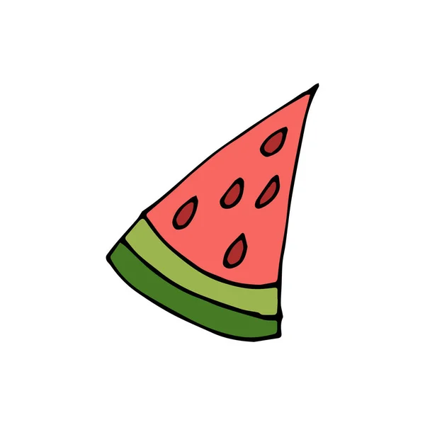 Gekritzelte Wassermelone Konturzeichnung Einer Wassermelone Isoliert Auf Weißem Hintergrund Vektor — Stockvektor