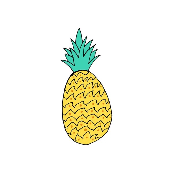 Icône Caniche Ananas Dessin Contour Ananas Isolé Sur Fond Blanc — Image vectorielle