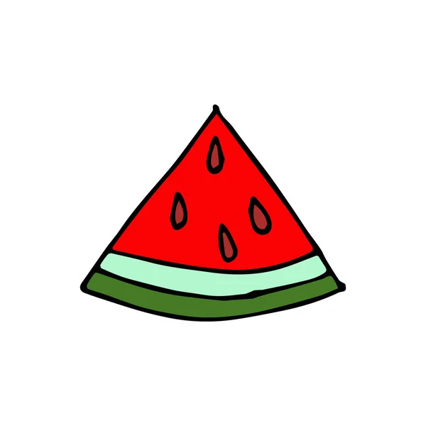 Gekritzelte Wassermelone Konturzeichnung Einer Wassermelone Isoliert Auf Weißem Hintergrund Vektor — Stockvektor