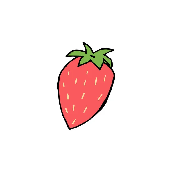 Aardbeien Doodle Fruit Aardbeien Geïsoleerd Witte Achtergrond Verse Aardbeien Zoet — Stockvector
