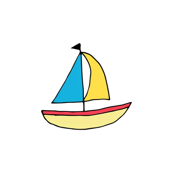 Doodle Ship Dessiné Main Navire Isolé Sur Fond Blanc Autocollant — Image vectorielle