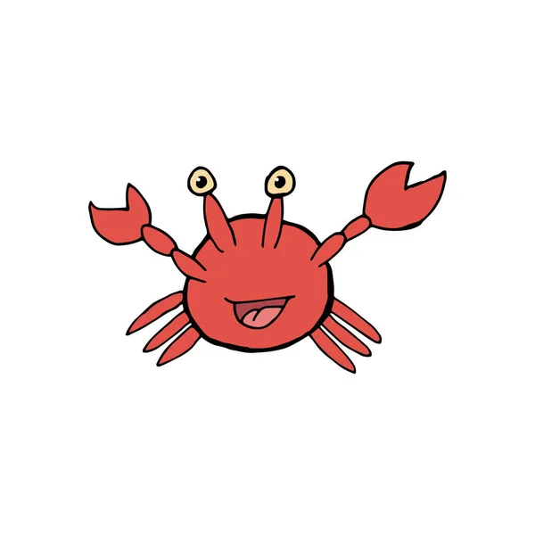 Doodle Krabba Handritad Krabba Isolerad Vit Bakgrund Vektor Illustration Klistermärke — Stock vektor