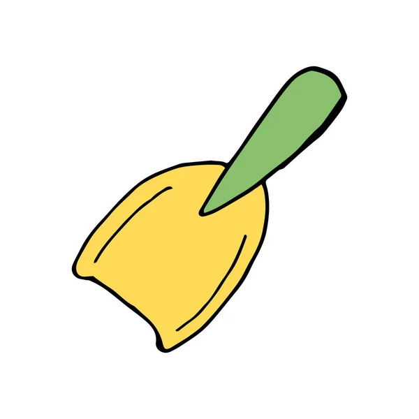 Doodle Sand Scoop Mano Dibujada Una Cucharada Arena Aislada Sobre — Vector de stock