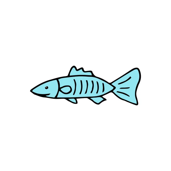 涂鸦海鱼 手绘的海鱼 孤立在白色背景上 矢量图解贴纸 设计元素 — 图库矢量图片