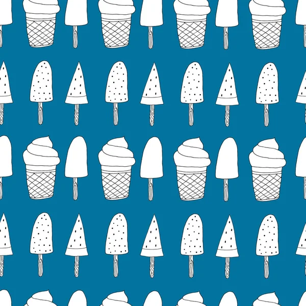 Hand Drawn Ice Cream Food Seamless Pattern Ice Cream Vector — Stock Vector