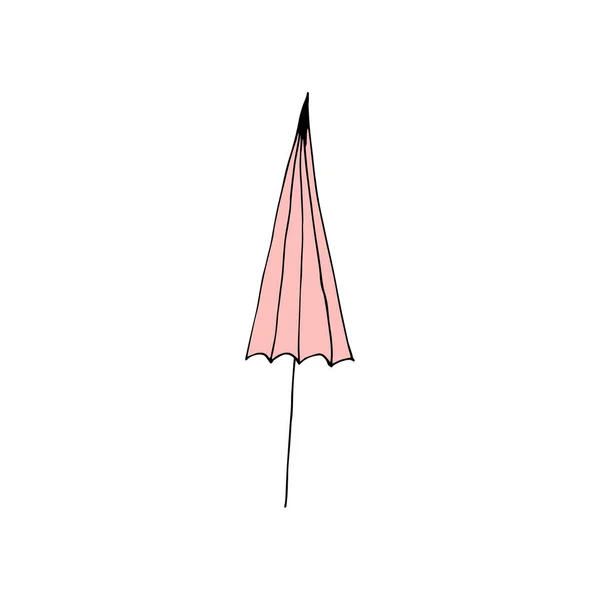 Doodle Strandparaplu Hand Getekend Van Een Strand Paraplu Geïsoleerd Een — Stockvector