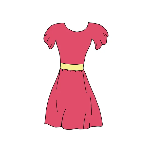 Doodle Vestido Verano Mano Dibujada Vestido Verano Aislado Sobre Fondo — Archivo Imágenes Vectoriales