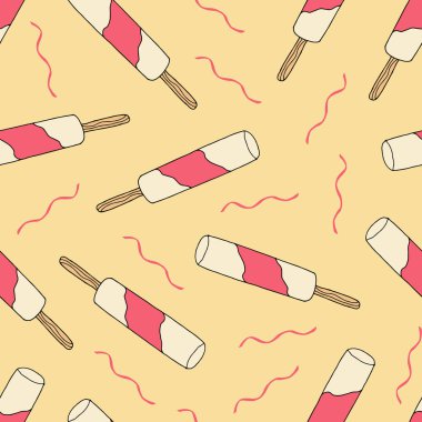 Elle çizilmiş dondurma yiyecekler pürüzsüz. Karalama stilinde dondurma vektörü çizimi