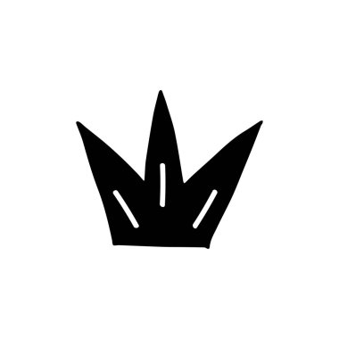 Karalama tacı. Beyaz arka planda izole edilmiş bir taç çizilmiş. Vektör illüstrasyon etiketi, simge, tasarım ögesi