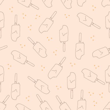 Elle çizilmiş dondurma yiyecekler pürüzsüz. Karalama stilinde dondurma vektörü çizimi