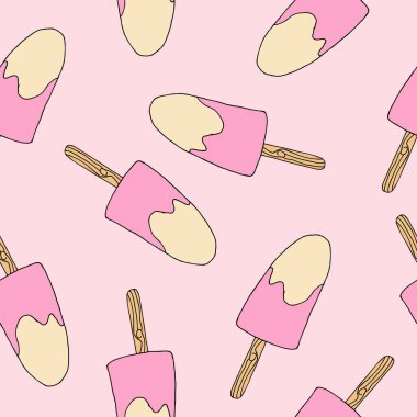 Elle çizilmiş dondurma yiyecekler pürüzsüz. Karalama stilinde dondurma vektörü çizimi