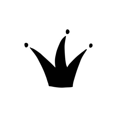 Karalama tacı. Beyaz arka planda izole edilmiş bir taç çizilmiş. Vektör illüstrasyon etiketi, simge, tasarım ögesi