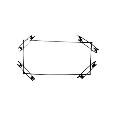 Çerçeve. Beyaz arka planda izole edilmiş bir çerçevenin el çizimi. Vektör illüstrasyon etiketi, simge, tasarım ögesi