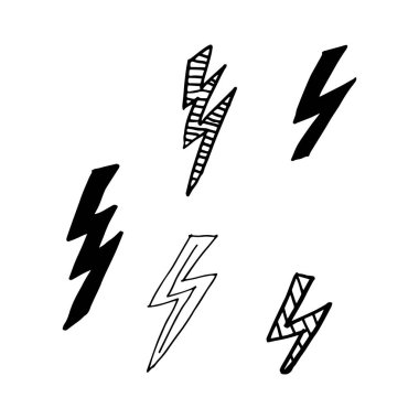 Karalama yıldırımı. Beyaz arka planda izole edilmiş bir uçurtmanın el resmi. Vektör illüstrasyonu