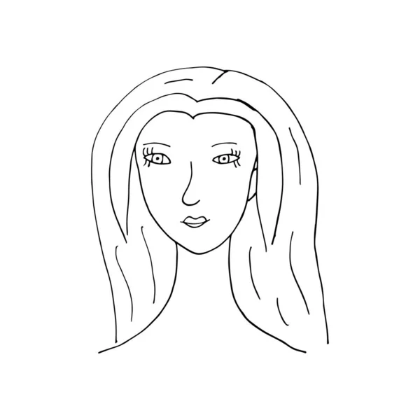 Cara Mujer Doodle Día Internacional Mujer Mano Dibujada Una Cara — Vector de stock