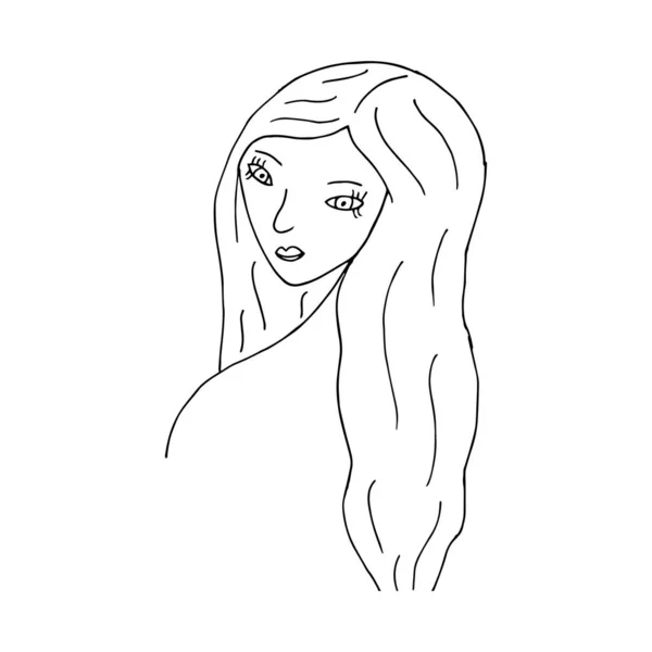 Doodle Visage Femme Journée Internationale Femme Dessiné Main Visage Femme — Image vectorielle