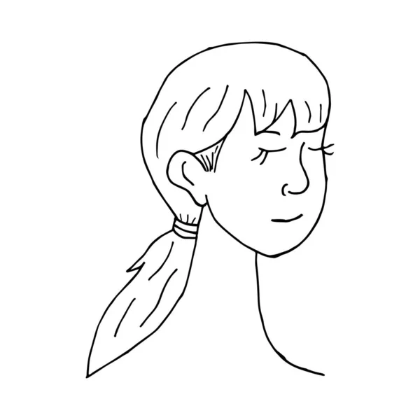 バカ女の顔だ 国際女性デー 白い背景に孤立した女性の顔を描いた手 ベクターイラストステッカー アイコン デザイン要素 — ストックベクタ