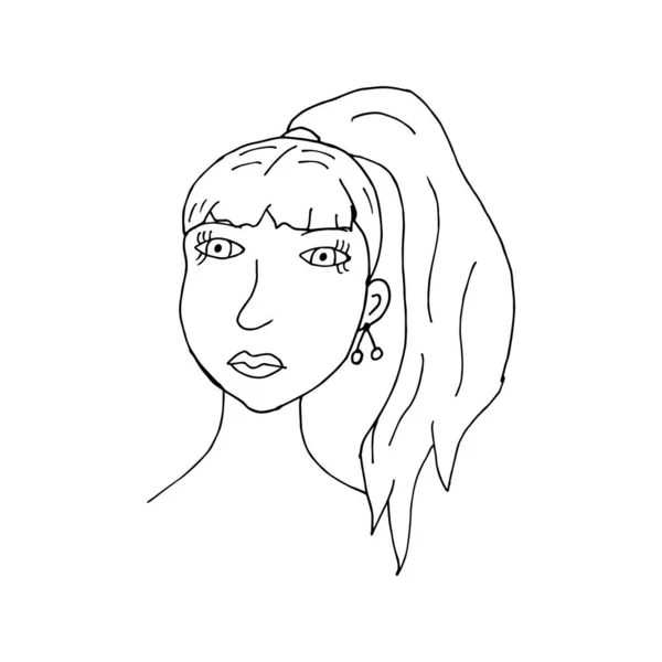 Cara Mujer Doodle Día Internacional Mujer Mano Dibujada Una Cara — Vector de stock