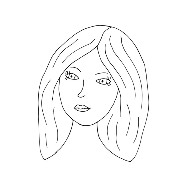 涂鸦女人的脸 国际妇女节 手绘妇女的脸 隔离在白色背景上 矢量图解贴纸 设计元素 — 图库矢量图片