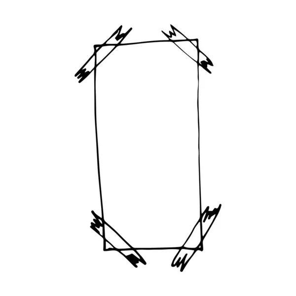 Doodle Frame 배경에 프레임을 손으로 것입니다 일러스트 스티커 아이콘 디자인 — 스톡 벡터