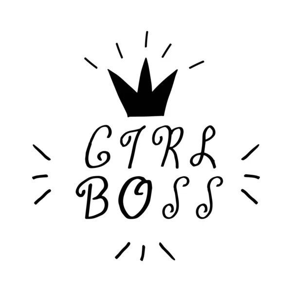 Psaní Nápisů Dívka Boss Ručně Kreslený Nápis Dívka Boss Izolované — Stockový vektor