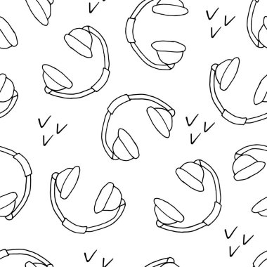 Kulaklıklar pürüzsüz. El çizimi arka plan. Vektör illüstrasyonu