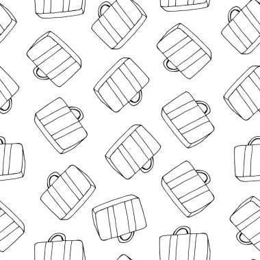 Poşet kusursuz desen. El çizimi arka plan. Vektör illüstrasyonu