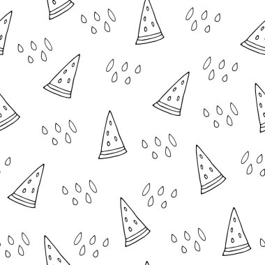 Karpuz, dikişsiz desen. Karpuz arkaplan vektör illüstrasyonunun el çizimi