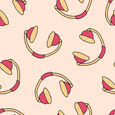 Kulaklıklar pürüzsüz. El çizimi arka plan. Vektör illüstrasyonu