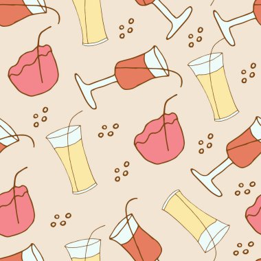 Bir bardak karalama suyu dikişsiz desen. Beyaz arka planda izole edilmiş bir bardak karalama suyu. Vektör illüstrasyon etiketi, simge, tasarım ögesi