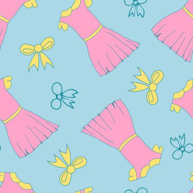 Yazlık desensiz bir elbise. El çizimi arka plan. Vektör illüstrasyonu