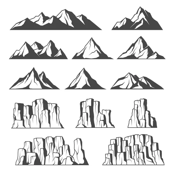 Montagnes et falaises icônes — Image vectorielle