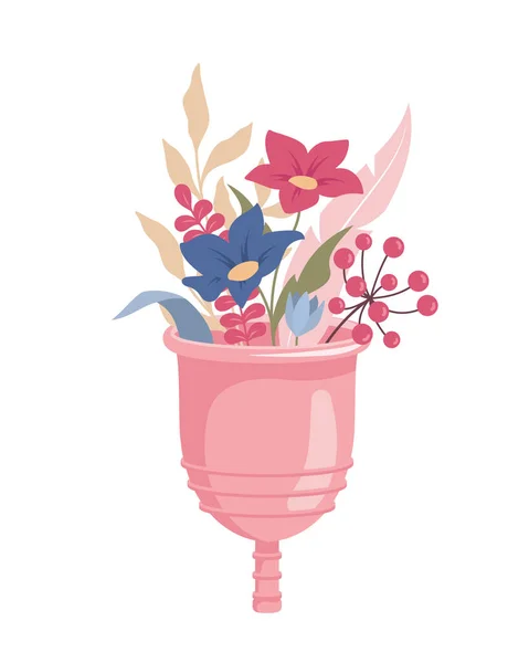 Taça Menstrual Com Flores — Vetor de Stock