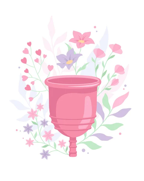 Εμμηνορροϊκό Κύπελλο Φόντο Λουλουδιών — Διανυσματικό Αρχείο