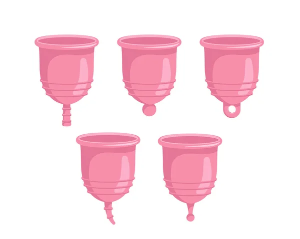 Менструальные Чашки Различными Стеблями — стоковый вектор