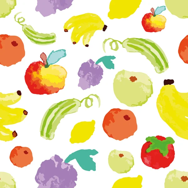 Sömlös bakgrund av frukt och grönsaker — Stock vektor